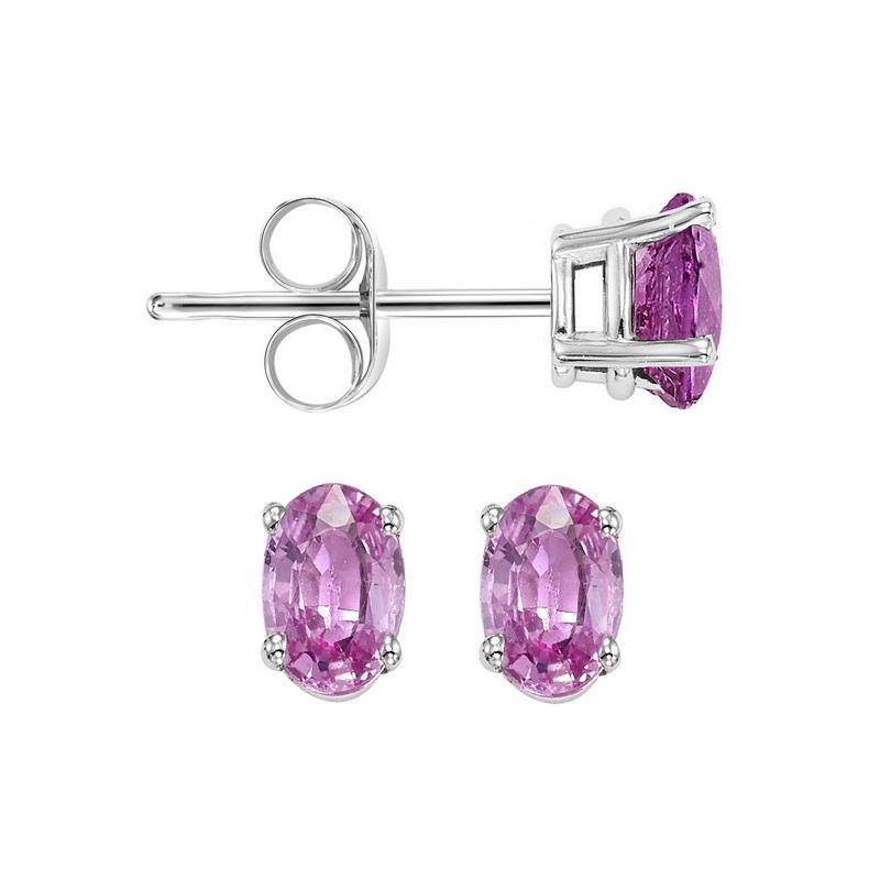 14kw prong pink sapphire studs, fops4.5-ss