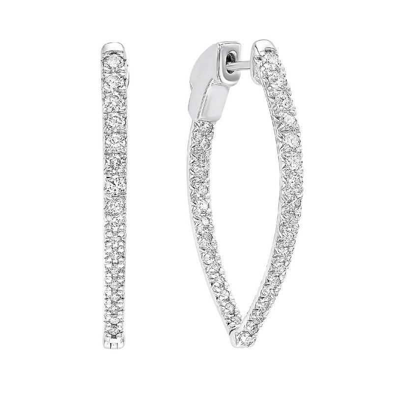 14kw prong diamond hoop earrings 1ct, fe2044-1pd