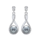 silver (slv 995) diamond studded fashion earrings   - 1/10 ctw