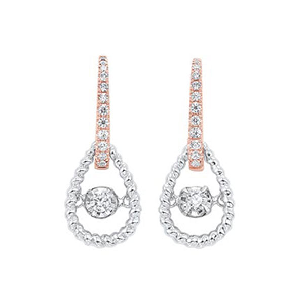 10kt white & pink gold & diamond classic book new rhythm of love fashion earrings   - 1/4 ctw