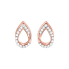10kt pink gold & diamond studded fashion earrings  - 1/6 ctw