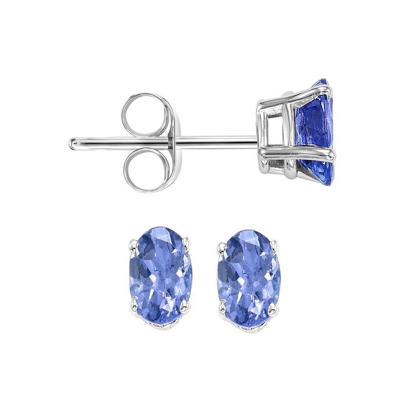 14kw prong tanzanite studs