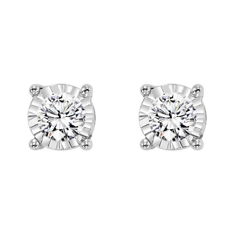 diamond solitaire starburst stud earrings in 14k white gold (1/2ctw)