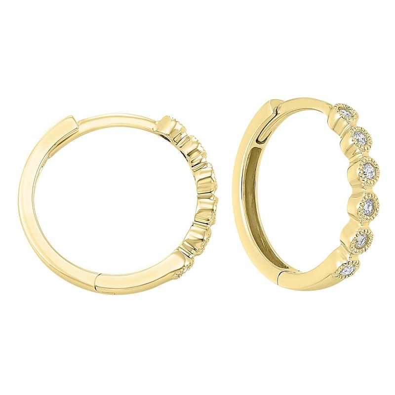 14ky mix bezel diamond earrings 1/7ct