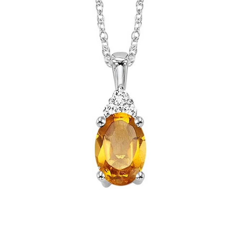 10kw color ens prong citrine necklace 1/30ct, er10147-4wb