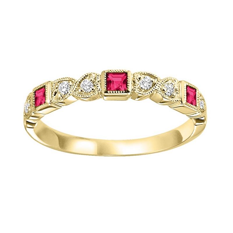 10ky mix bezel ruby band 1/10ct