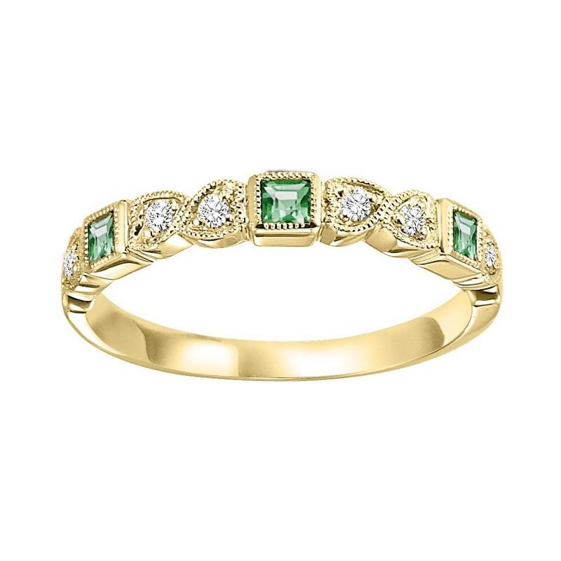 10ky mix bezel emerald band 1/10ct