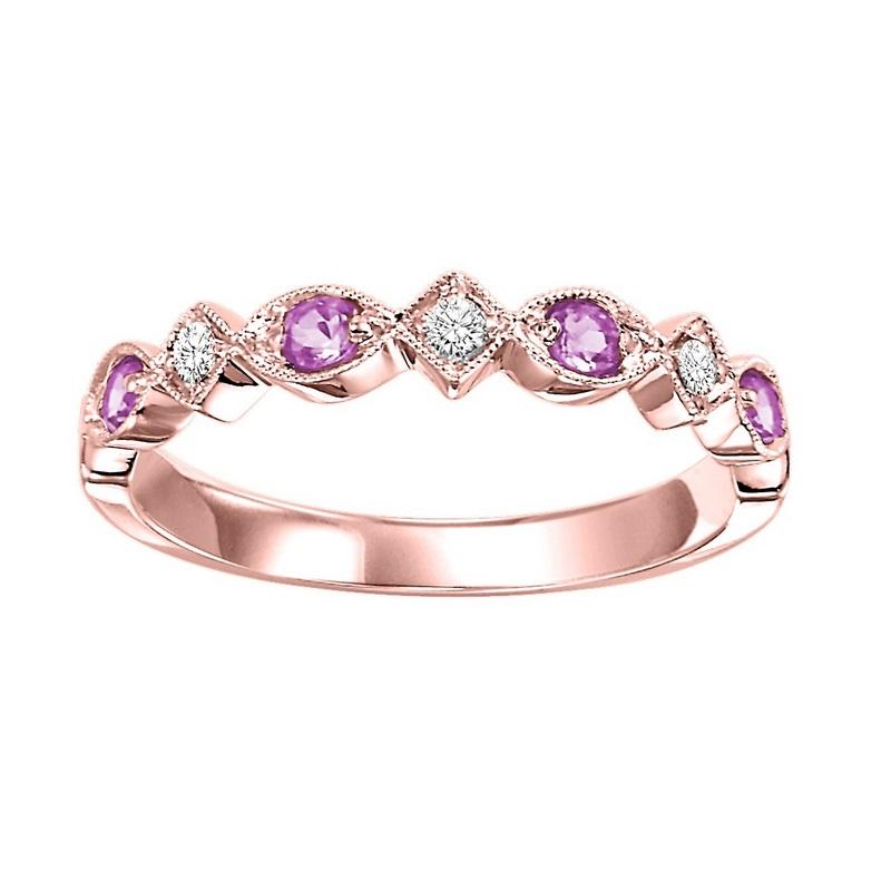 10kr mix prong pink sapphire band 1/20ct