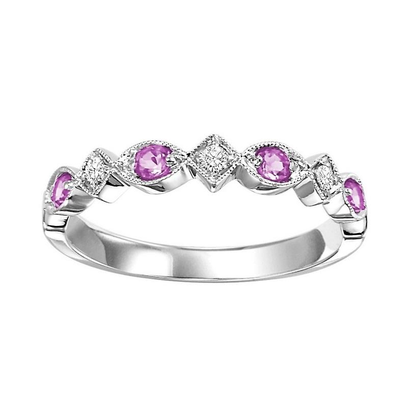 10kw mix prong pink sapphire band 1/20ct