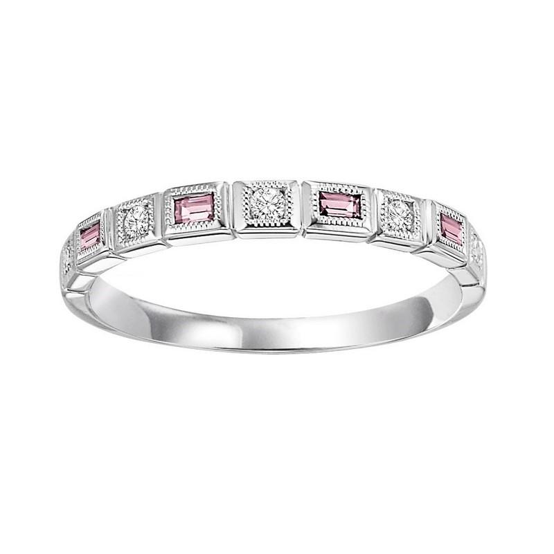 10kw mix bezel pink tourmaline band 1/10ct