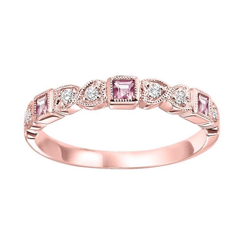 10kr mix bezel pink tourmaline band 1/10ct