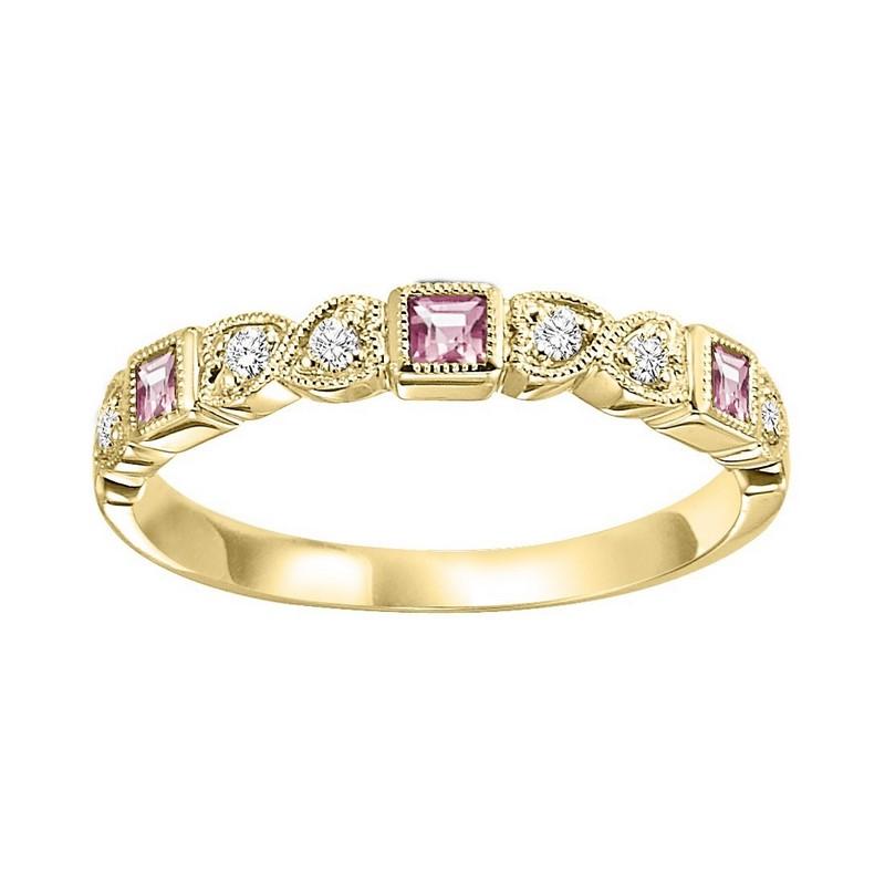 10ky mix bezel pink tourmaline band 1/10ct