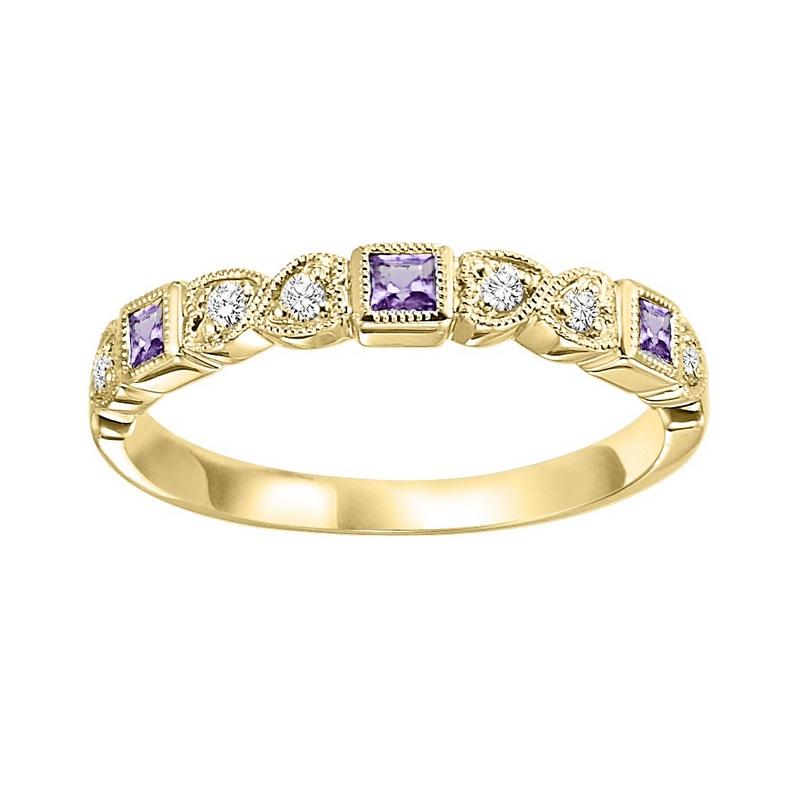 10ky mix bezel amethyst band 1/12ct