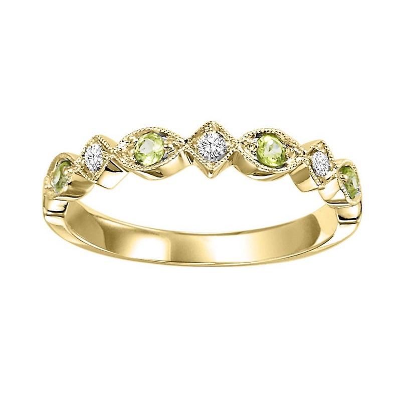 10ky mix prong peridot band 1/20ct