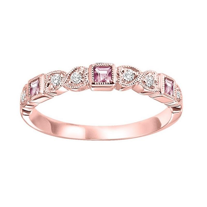 14kr mix bezel pink tourmaline band 1/12ct, se6120g4-4w