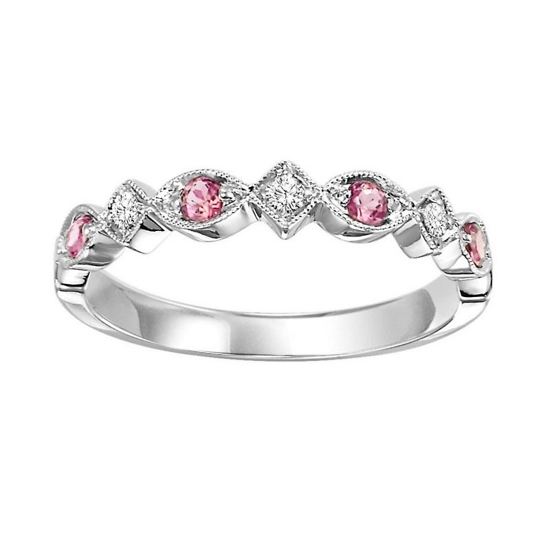 14kw mix prong pink tourmaline band 1/20ct, rg71489-4wc