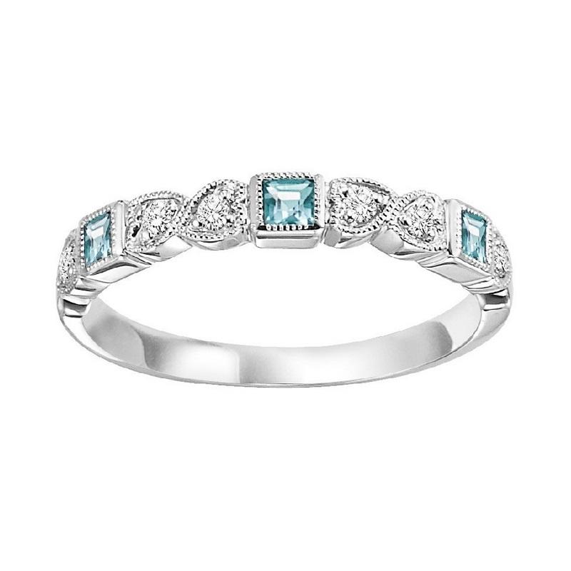 14kw mix bezel aquamarine band 1/12ct, se7014g3-4w