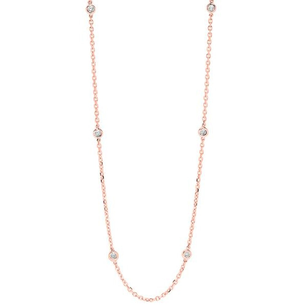 diamond station necklace in 14k rose gold (1/4 ctw)