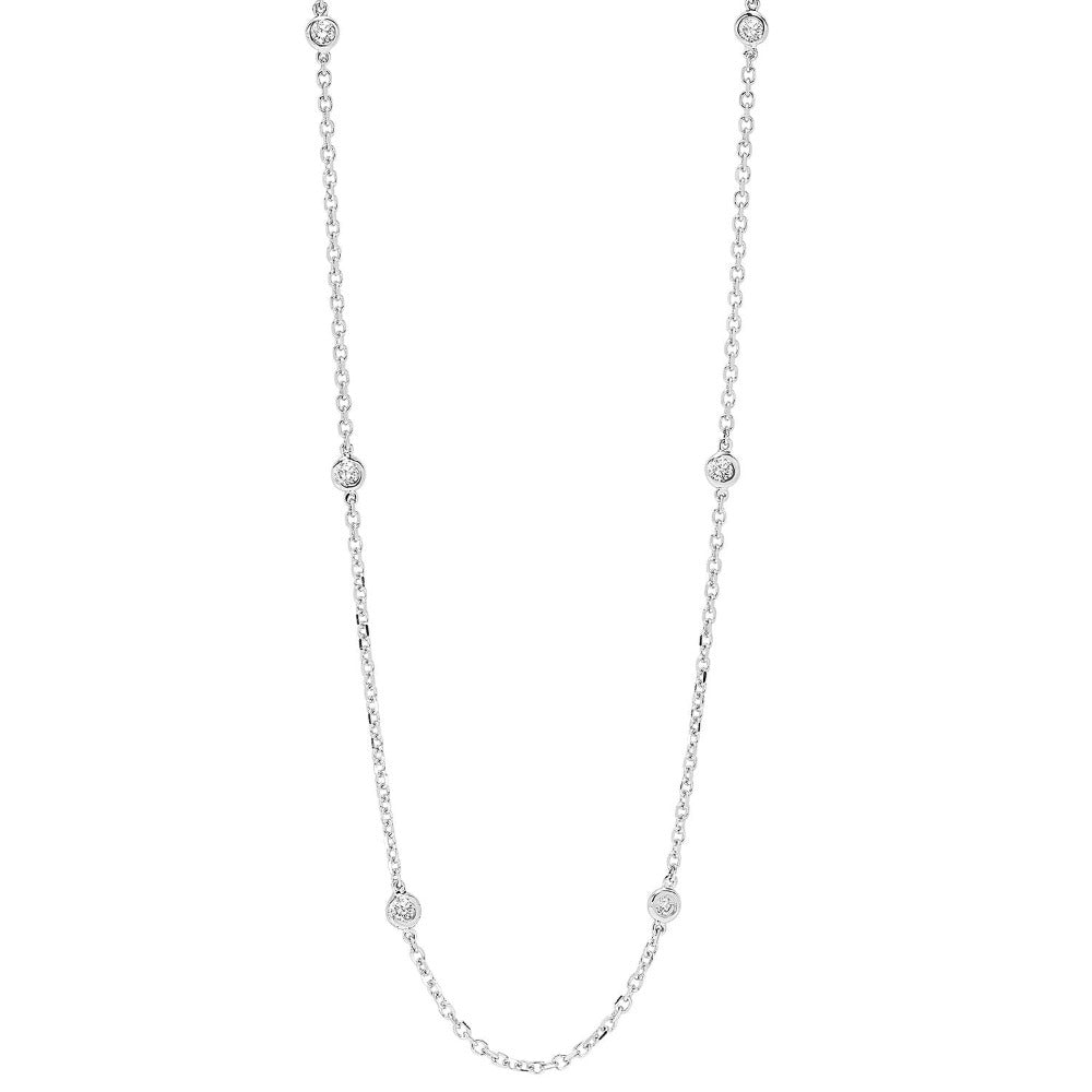 diamond station necklace in 14k white gold (1/2ctw)