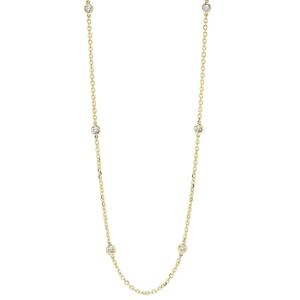 diamond station necklace in 14k yellow gold (3/4 ctw)
