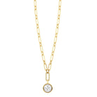 Yellow Gold and Diamond Cluster Pendant with Paperclip Chain