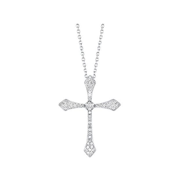 14kt white gold & diamond classic book cross pendants neckwear pendant  - 1/5 ctw