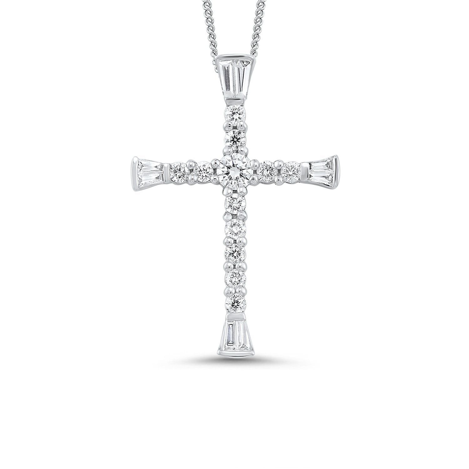 14kw cross prong diamond necklace 3/8ct, fr1241-4w