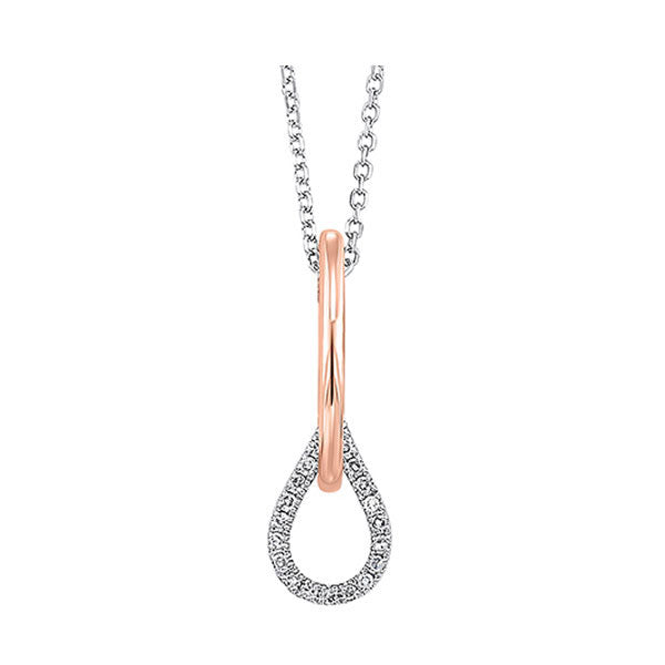 14kt white & pink gold & diamond love crossing neckwear pendant  - 1/10 ctw