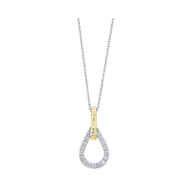 14kt white & yellow gold & diamond love crossing neckwear pendant  - 1/6 ctw
