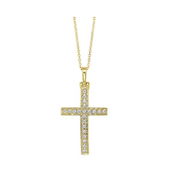 14kt yellow gold & diamond cross pendants neckwear pendant  - 1/10 ctw