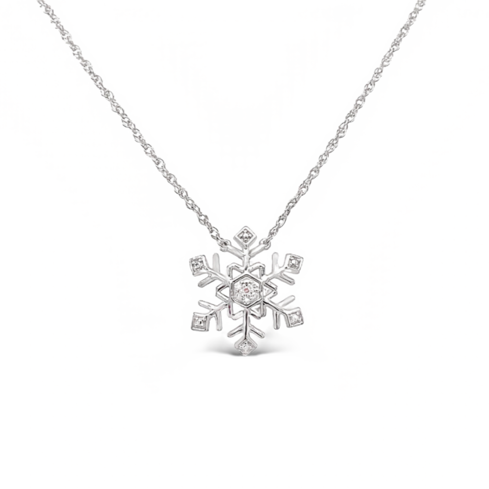 Sterling Silver and Diamond Snowflake Pendant