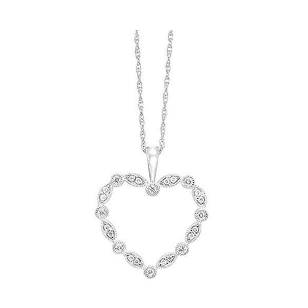 14kt white gold & diamond classic book marquise & round neckwear pendant  - 1/8 ctw
