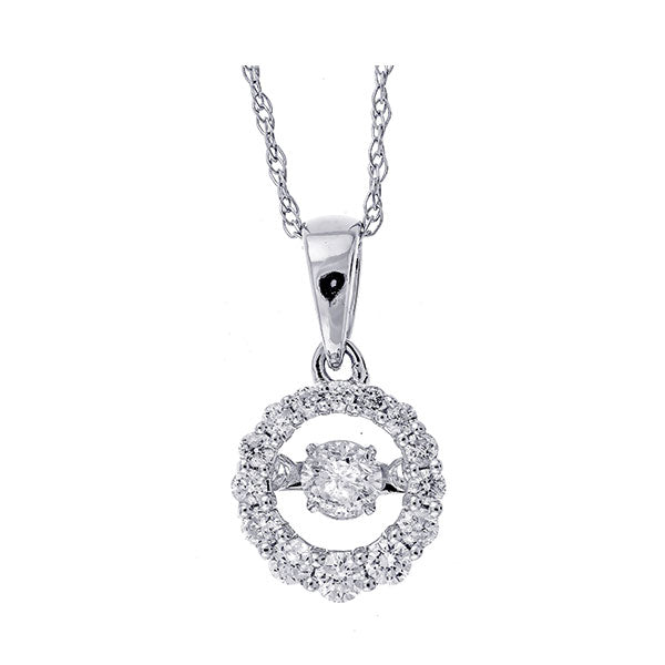 14kt white gold & diamond classic book new rhythm of love neckwear pendant  - 1/4 ctw