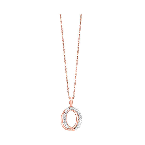 10kt pink gold & diamond stunning neckwear pendant  - 1/10 ctw