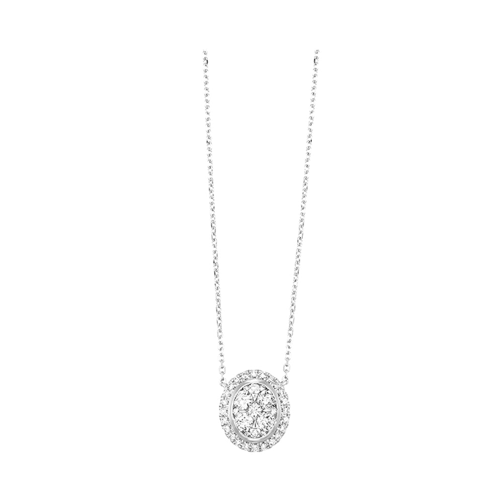 14K White Gold and Cluster Diamond Pendant