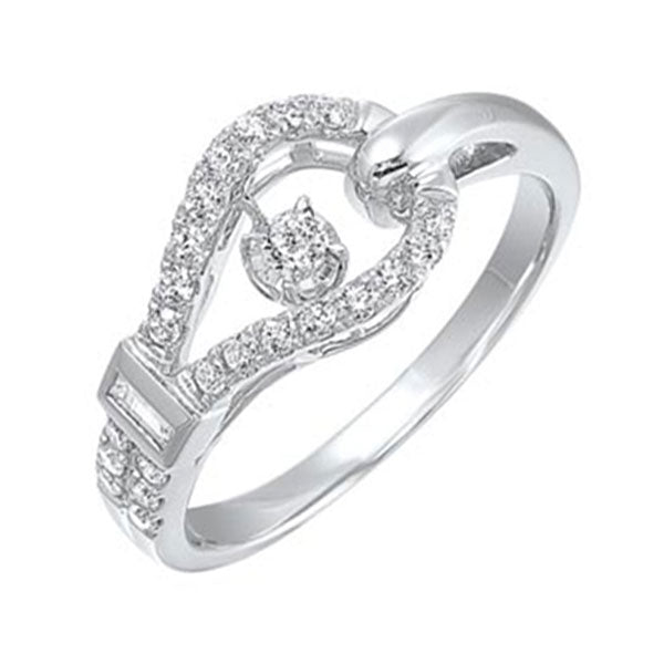 14kt white gold & diamond classic book new rhythm of love fashion ring   - 1/3 ctw