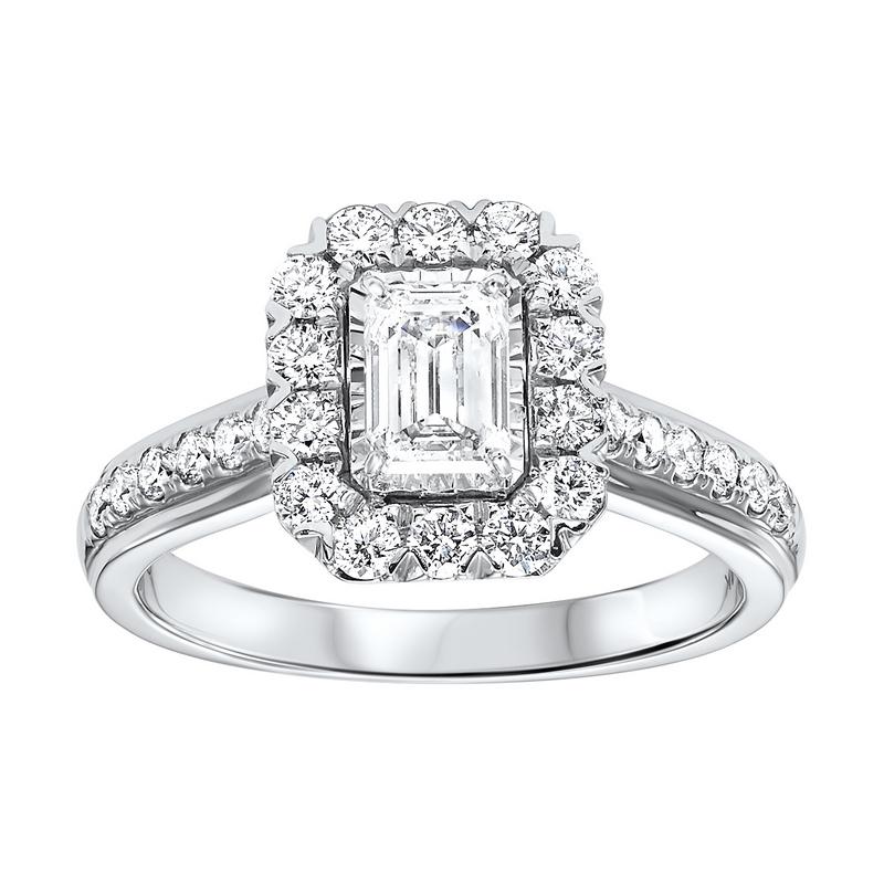 14kw tru ref emerald halo prong ring 1ct, rol1022-1wc