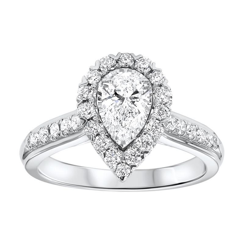 14kw tru ref pear halo prong ring 1ct, rol1021-1wc