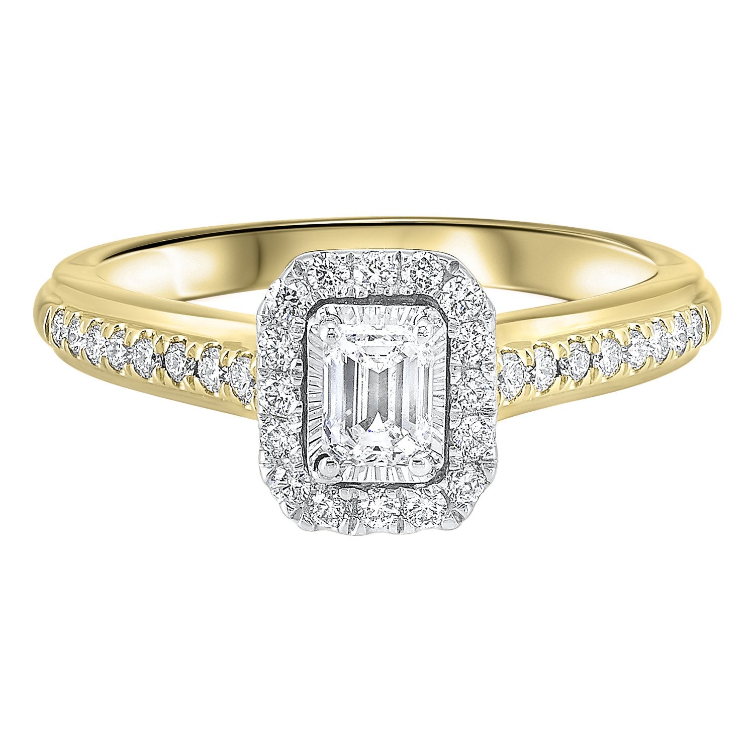 14K TT White/Yellow 1/2ctw Emerald Cut Ring with 1/3 center, Fernbaugh's, RG63186-4WYB