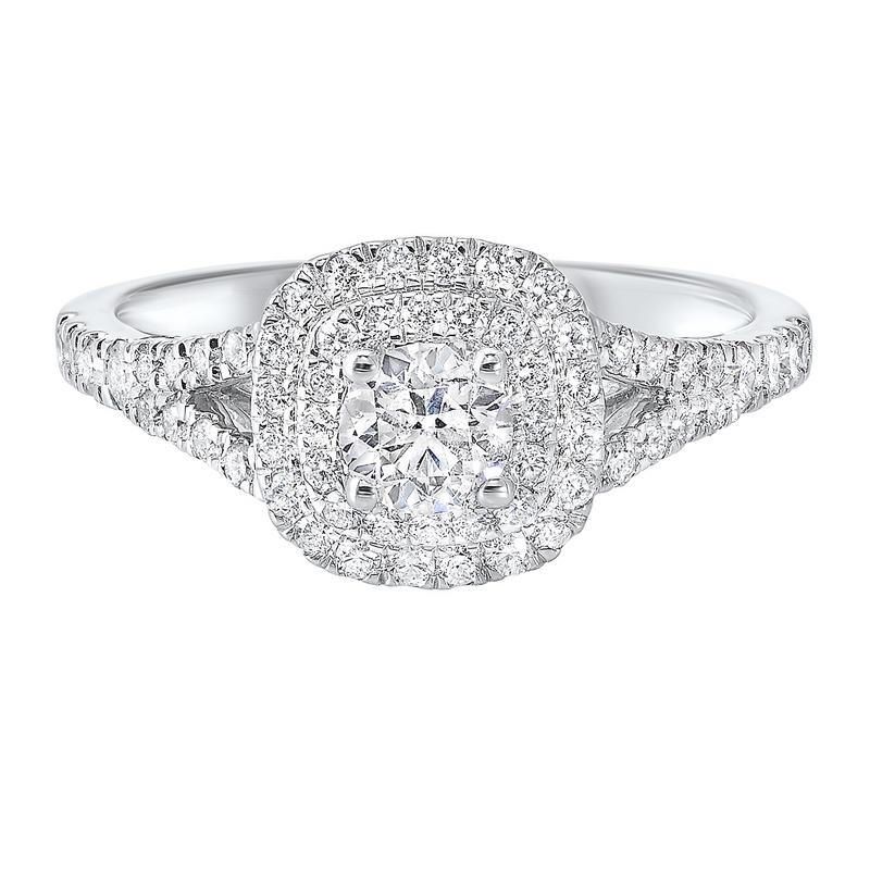 14kw c&c split prong diamond ring 7/8ct, ejr1001-4wc