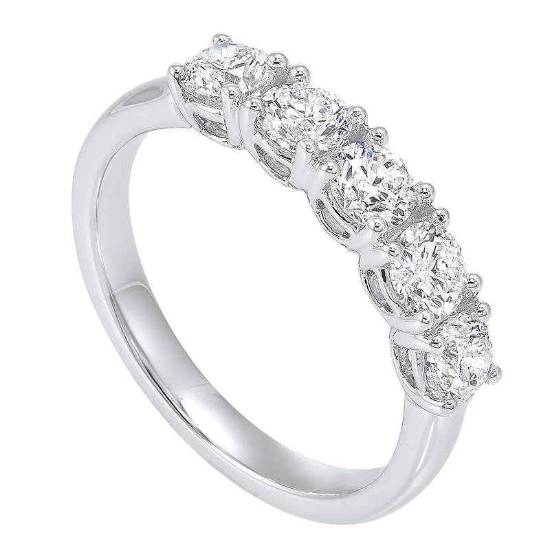 14kw 5 stone prong diamond band 1 1/4ct, fr4031-4wcr