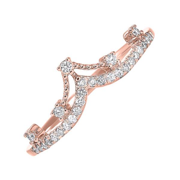 10kt pink gold & diamond classic book stackable fashion ring  - 1/5 ctw