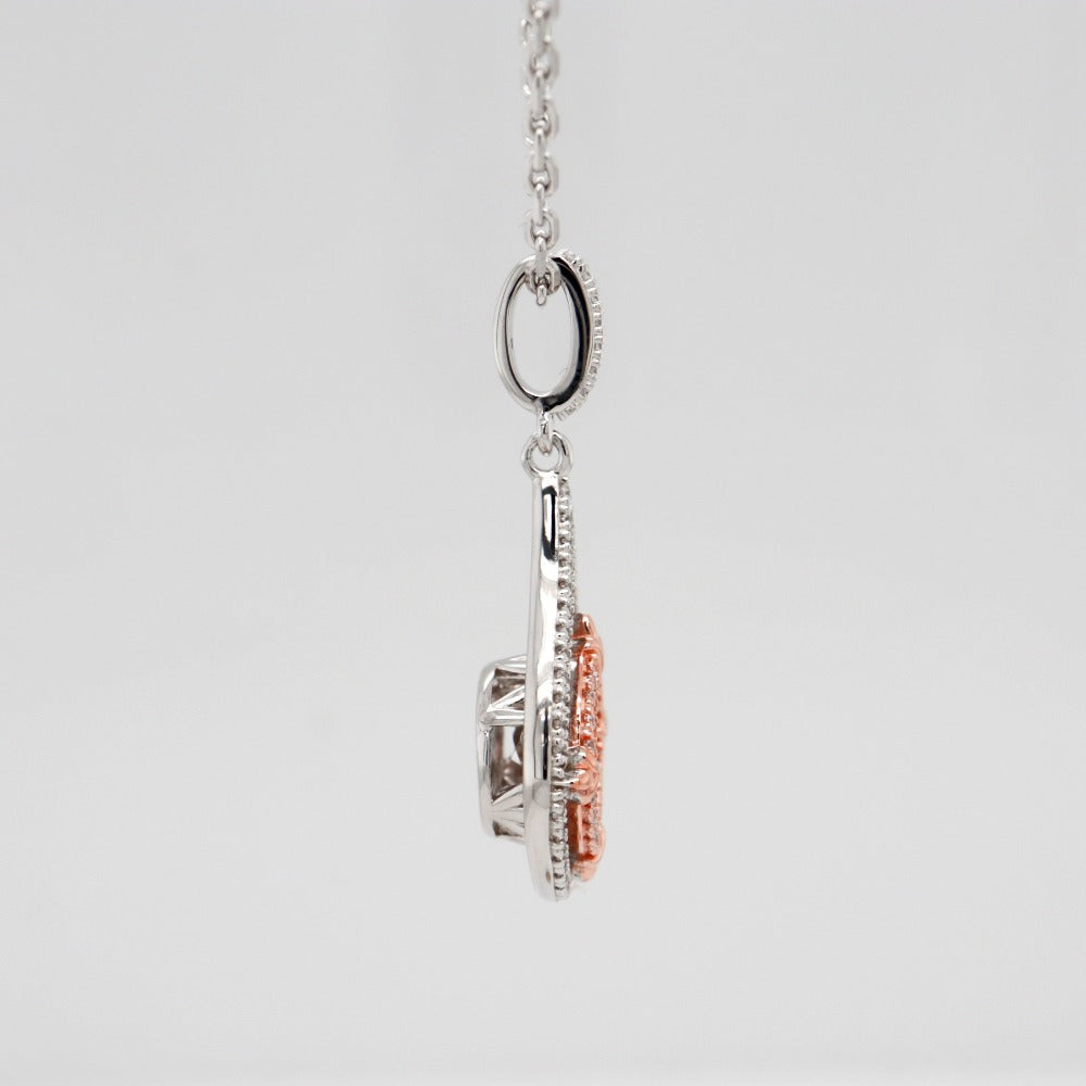Sterling Silver & CZ Two-Toned Rhythm of Love Fleur-de-Lis Drop Pendant from the side