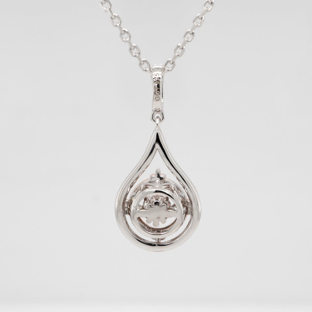 Sterling Silver & CZ Two-Toned Rhythm of Love Fleur-de-Lis Drop Pendant back of pendant