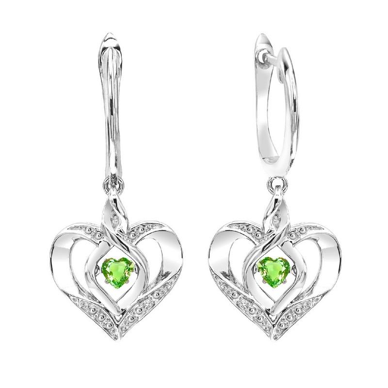 SS Diamond ROL-Birthst Heart Peridot Basics Earring, Fernbaugh's Jewelers, ROL2165D