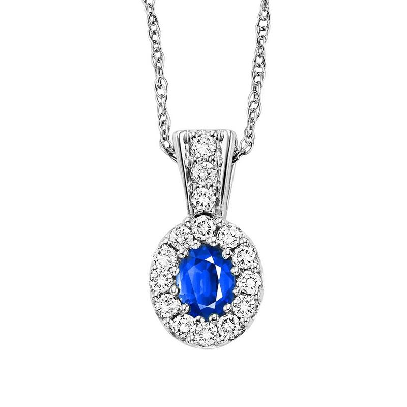 14kw color ens halo prong sapphire pendant 1/7ct, rg68879-4wc
