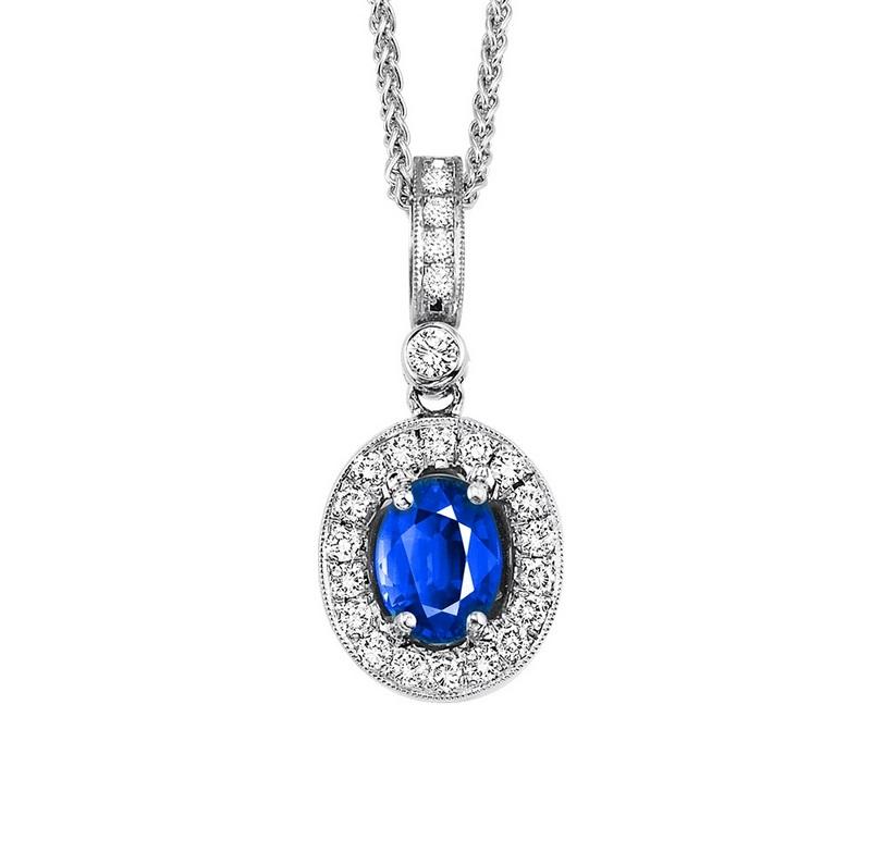 14kw color ens halo prong sapphire pendant 1/8ct, rg70626-4wc