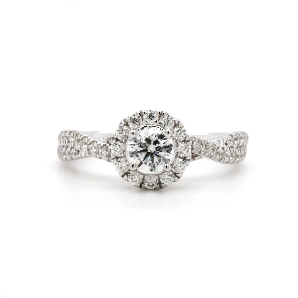 SallyK Twisted Shank Halo Engagement Ring