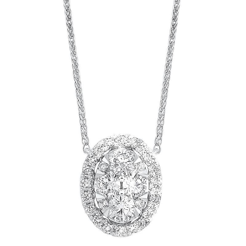 diamond starburst eternity oval cluster pendant necklace in 14k white gold (1/3 ctw)