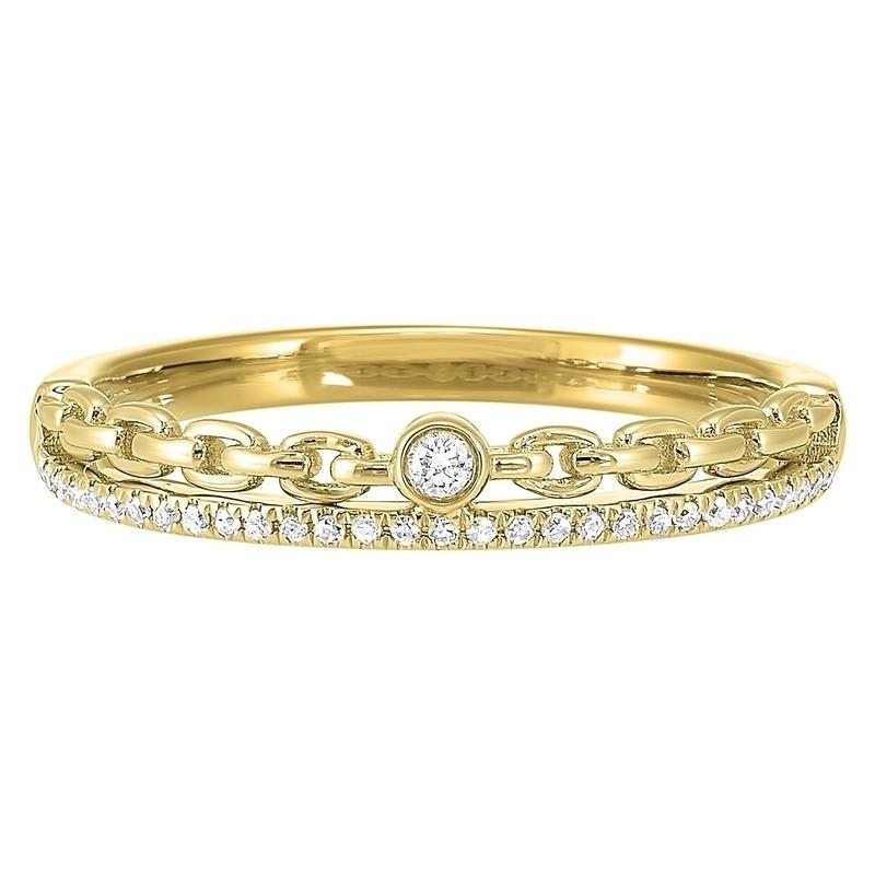 diamond ¼ eternity cable chain stackable split band in 14k yellow gold (1/10 ctw)
